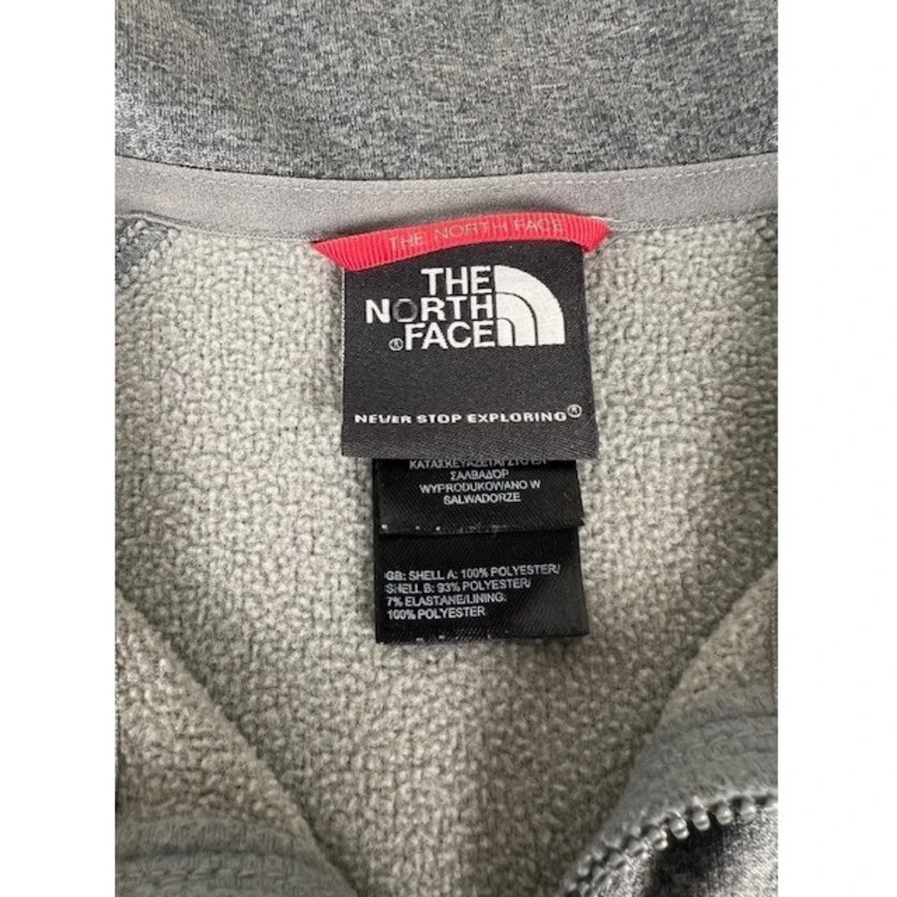 The North Face Mens Quarter Zip Fleece Pullover‎ Grey Heather Yellow Logo L